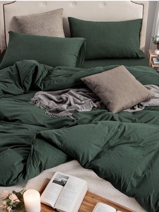 Pottery Barn Other - PURE ERA Emerald Dark Green Jersey Knit Duvet Cover Set, Queen, EUC